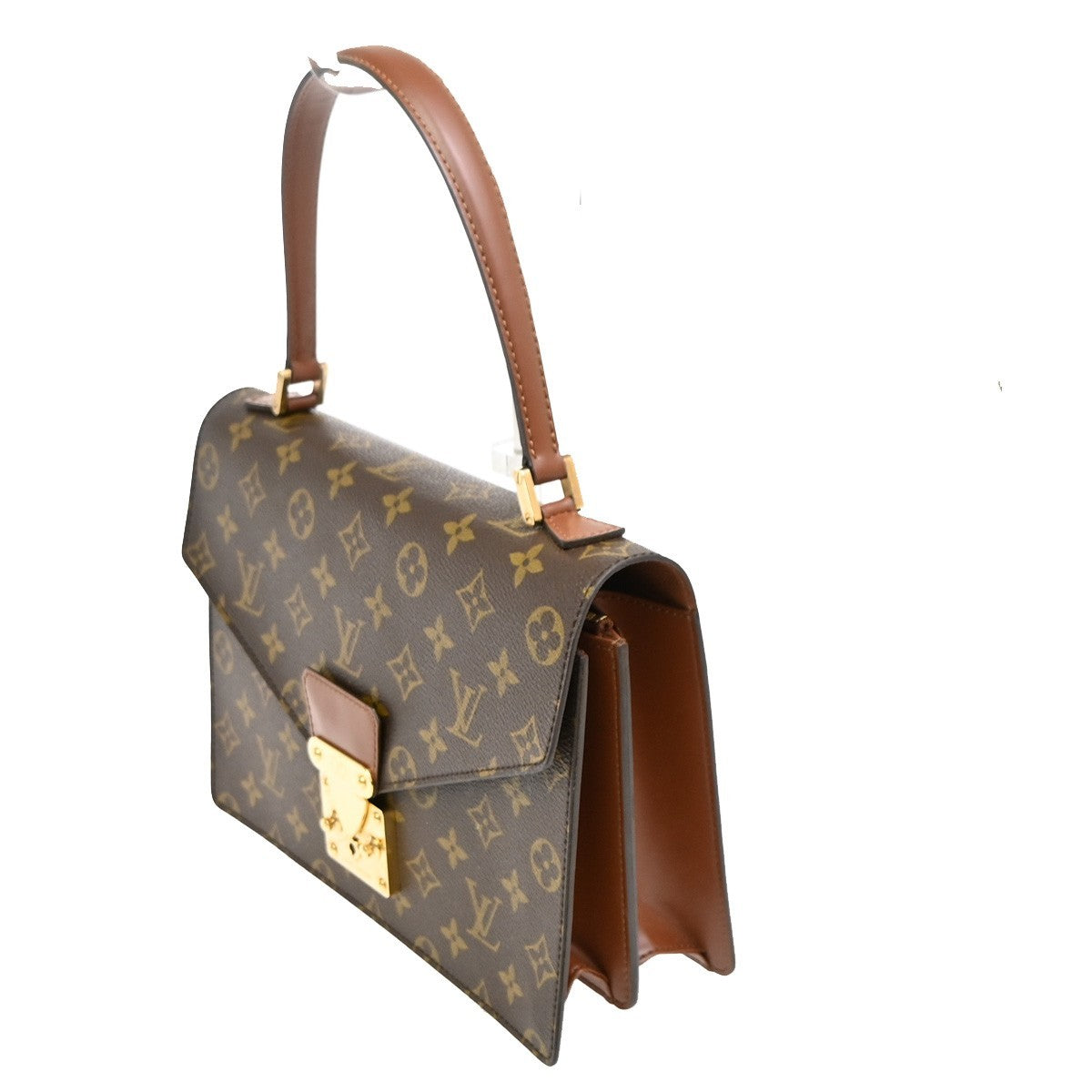 LOUIS VUITTON Concorde Hand Bag Monogram Leather Brown France M51190 90KB989