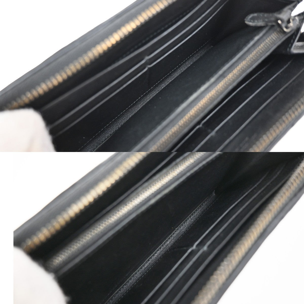 BOTTEGA VENETA Intrecciato Long Zipper Around Wallet Leather Black 65EG120