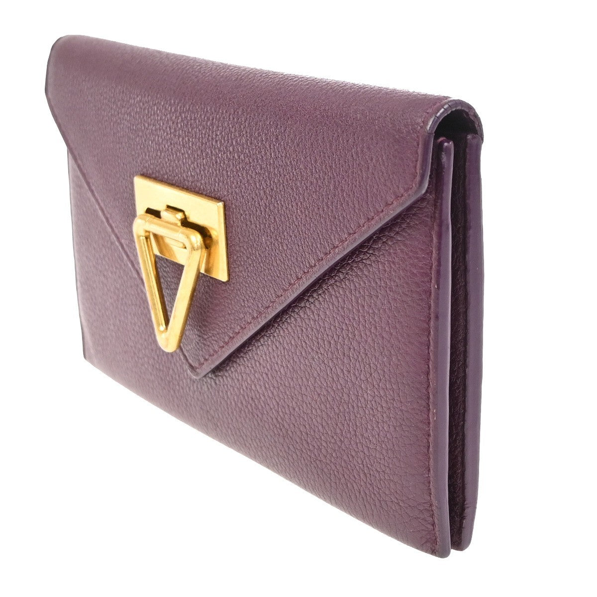 BOTTEGA VENETA Saint Germain Triangle Flap Long Wallet Leather Purple 65CA845