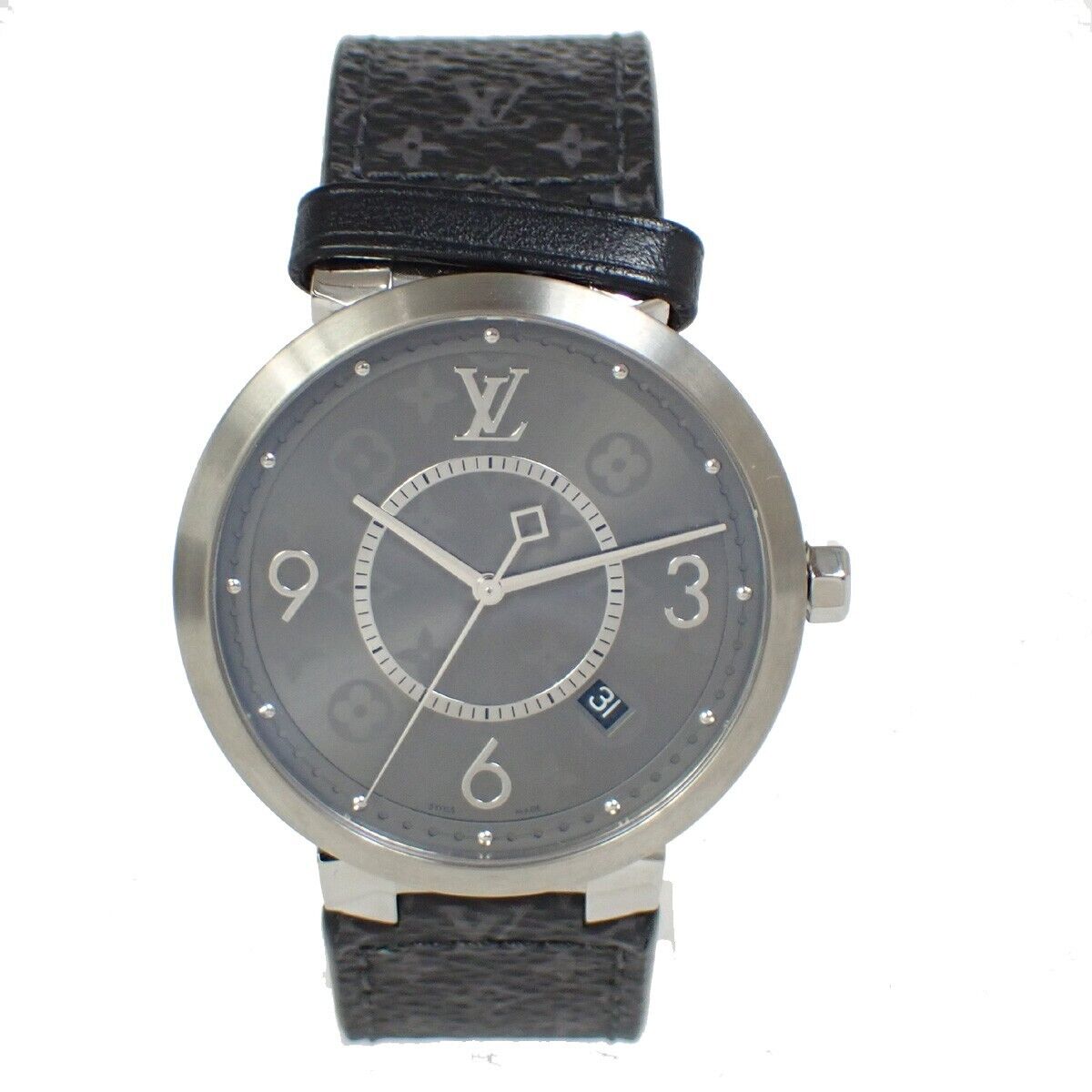 LOUIS VUITTON Tambour Slim Eclipse GM Watch Quartz Q1DM0 Stainless 689LC514
