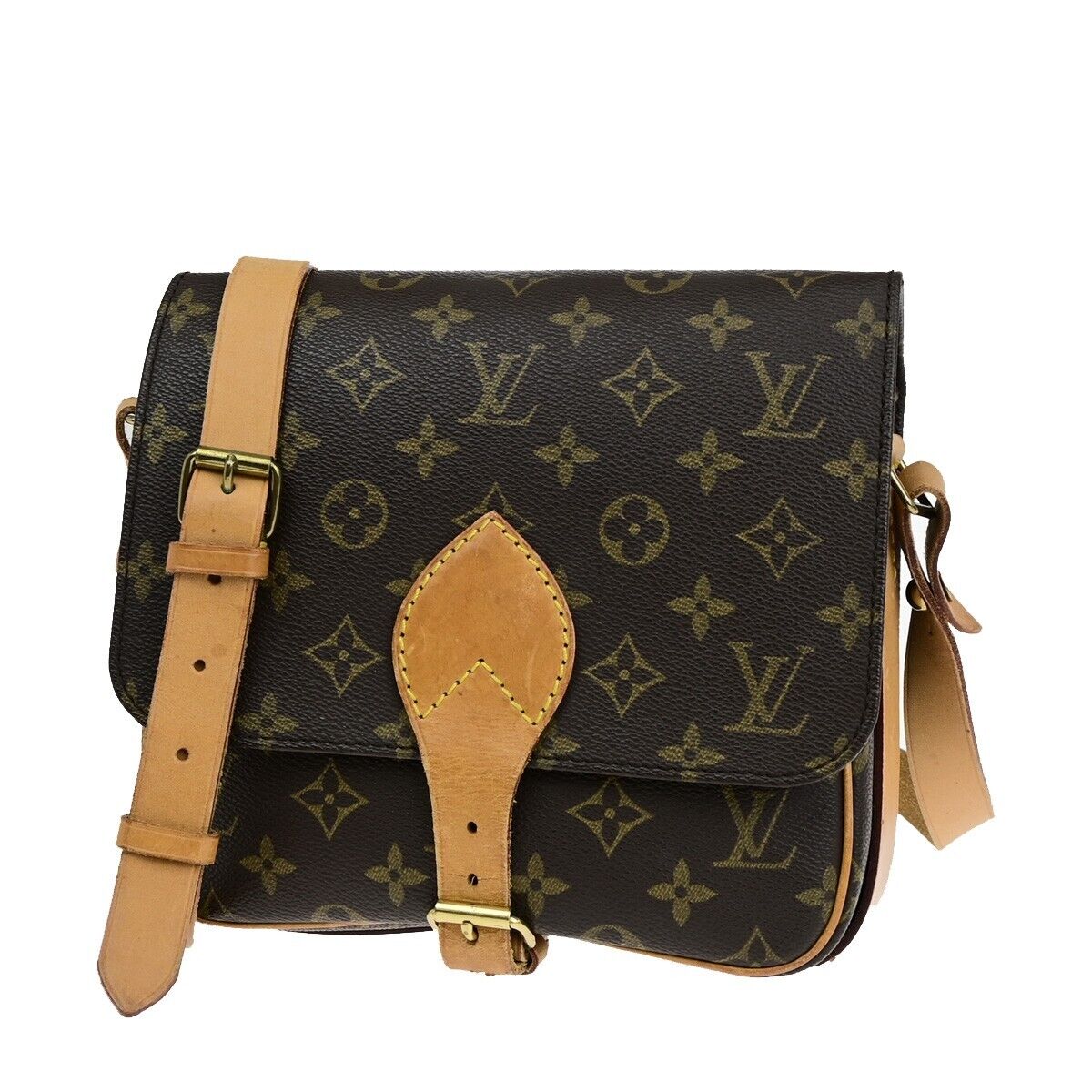 LOUIS VUITTON Cartouchiere MM Shoulder Bag Monogram Leather Brown M51253 81SJ036