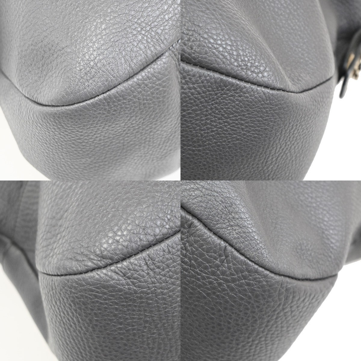 SALVATORE FERRAGAMO Logo Gancini Shoulder Hand Bag Leather Gray 67TA291