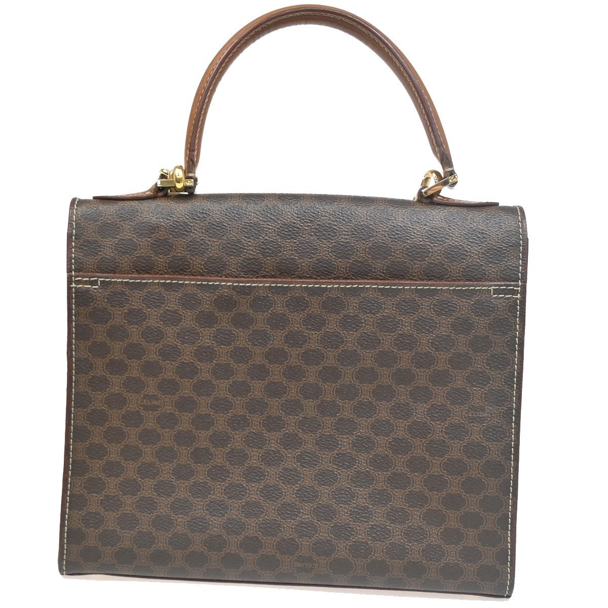 CELINE Macadam 2Way Shoulder Hand Bag PVC Leather Brown Beige GHW Italy 37KC156