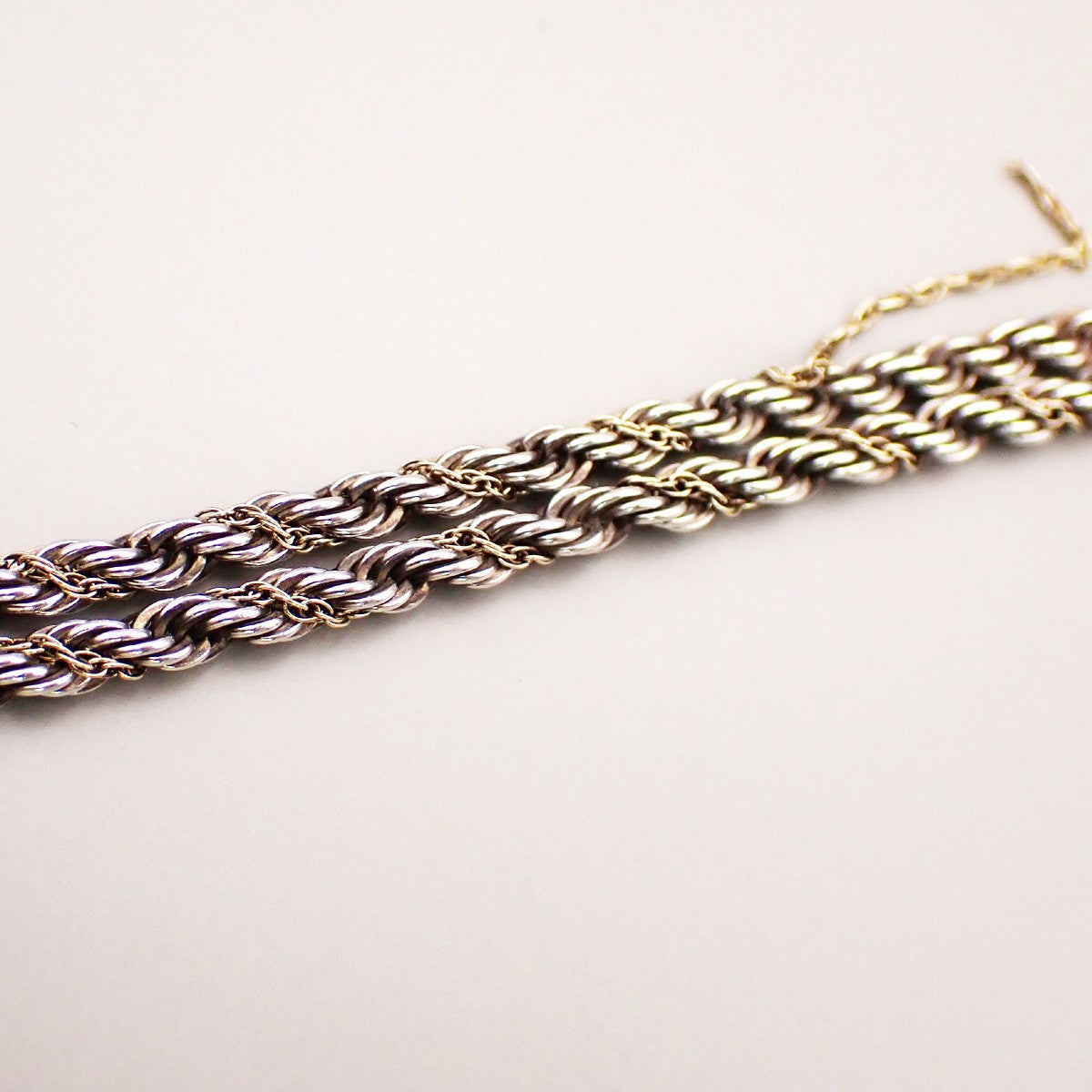 Tiffany & Co. Logo Sterling Silver and 18K Rope Twist Bracelet 69YH737