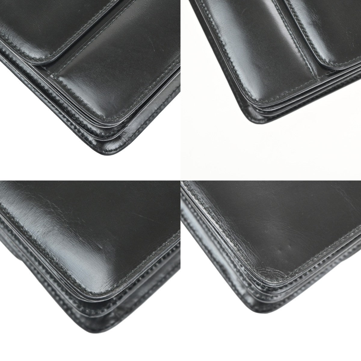 GUCCI LOGO Flap One Shoulder Hand Bag Leather Black GHW Italy 67KD073