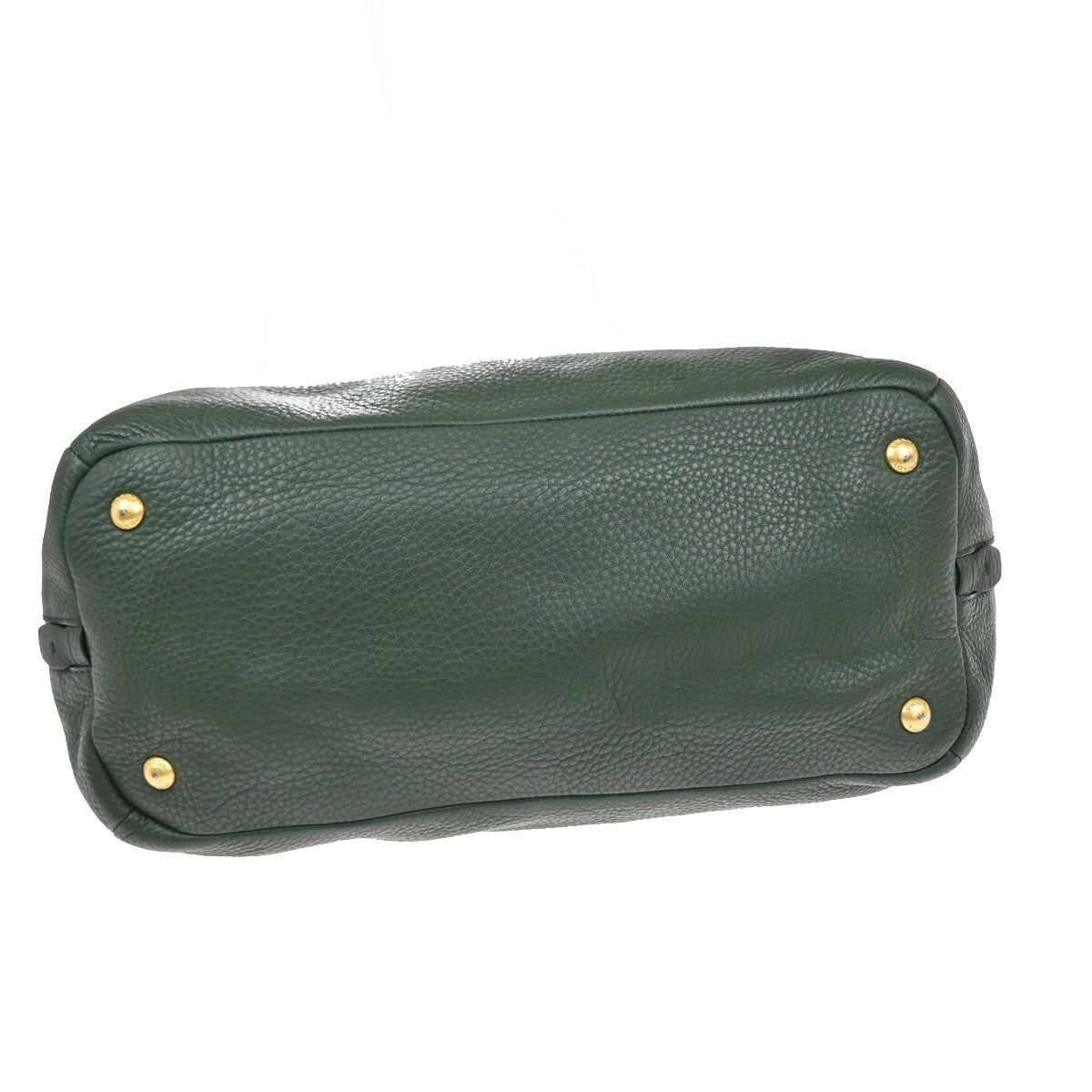 PRADA Logo Shoulder Hand Tote Bag Vitello Daino Leather Green GHW 12FB715
