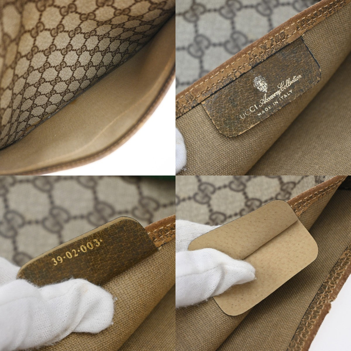 GUCCI Logo GG Sherry Line Shoulder Hand Bag PVC Leather Brown GHW Italy 02MA680