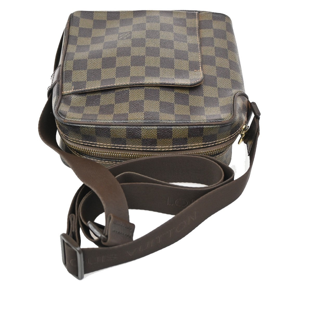 LOUIS VUITTON Olav PM Shoulder Bag Damier Ebene Leather Brown N41442 34CA223