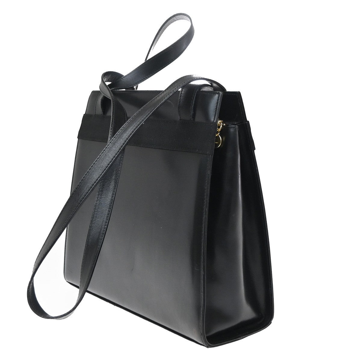 SALVATORE FERRAGAMO Logo Vara Shoulder Bag Canvas Leather Black Italy 65KP605