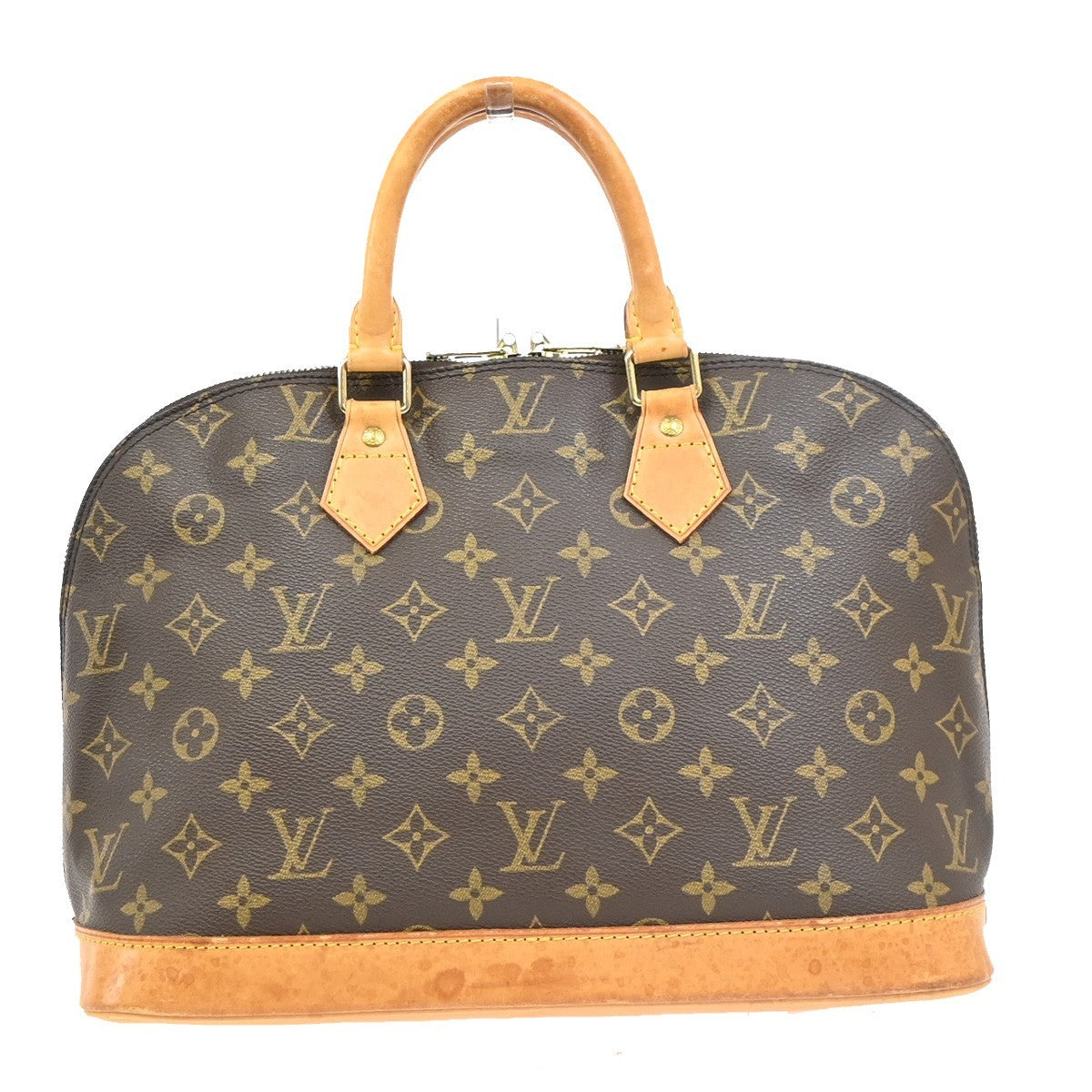 LOUIS VUITTON LV Logo Alma Hand Bag Monogram Leather Brown France M51130 85PA106