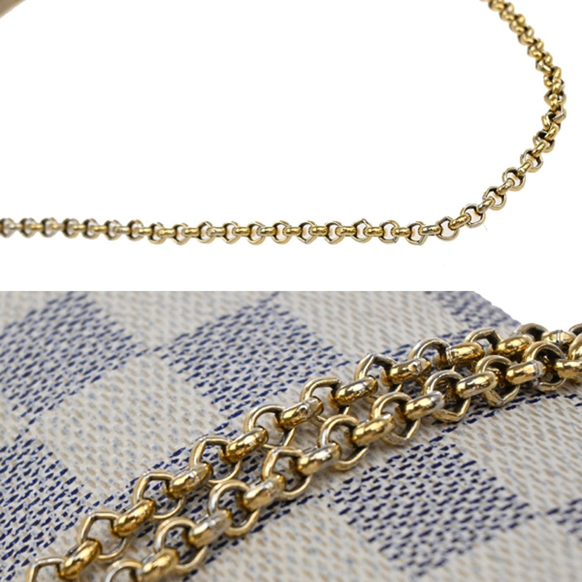 LOUIS VUITTON Eva Chain Shoulder Bag Damier Azur Leather White N55214 89EF785