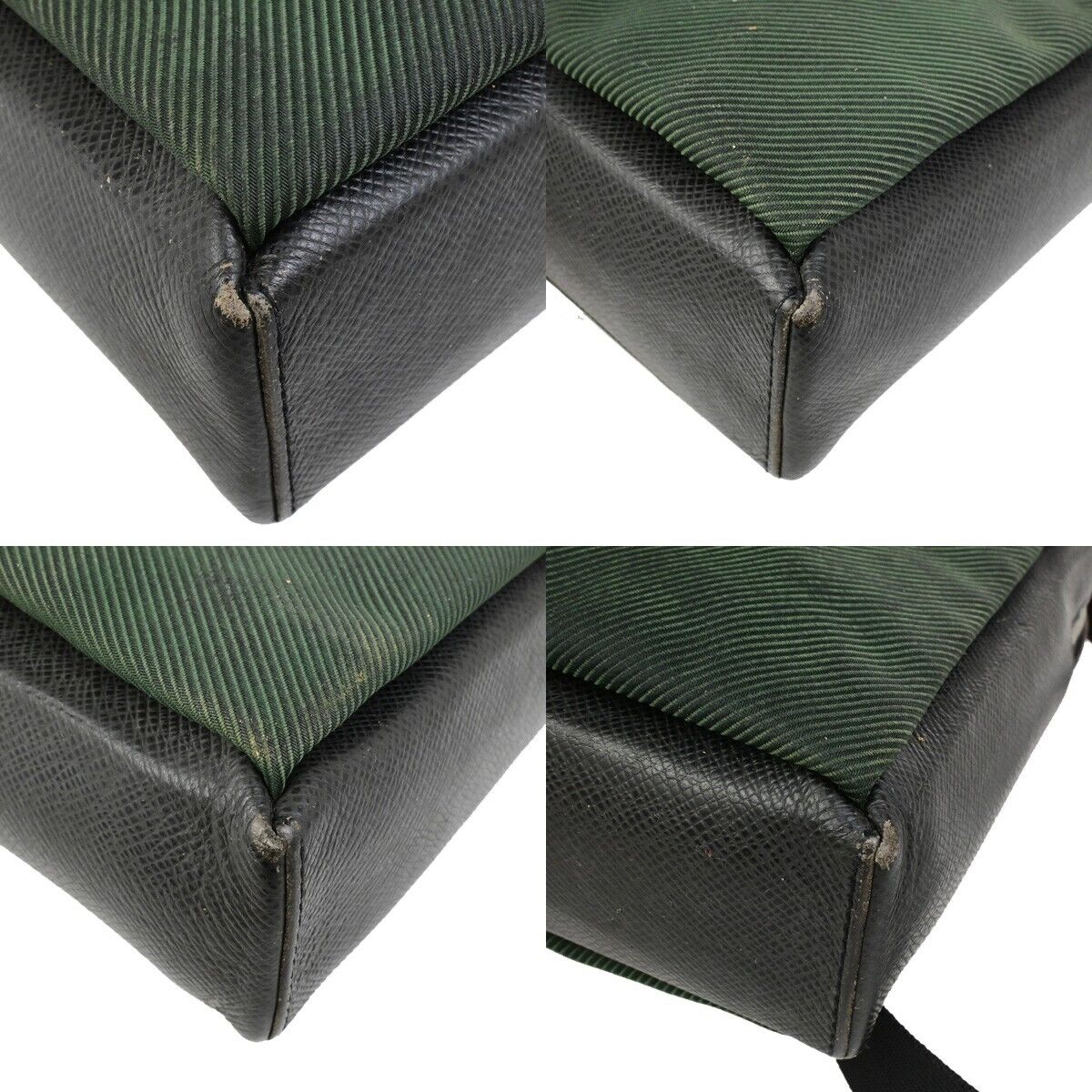 LOUIS VUITTON Sayan Shoulder Bag Taiga leather Canvas Khaki Black M30902 05SJ556