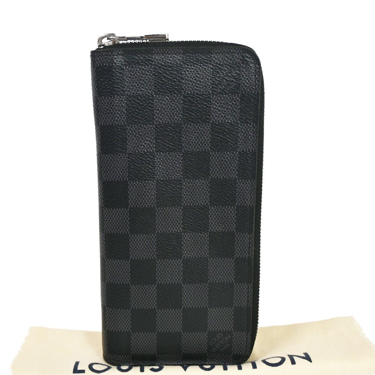 LOUIS VUITTON Long Zippy Wallet Vertical Damier Graphite Leather N63095 35GA563