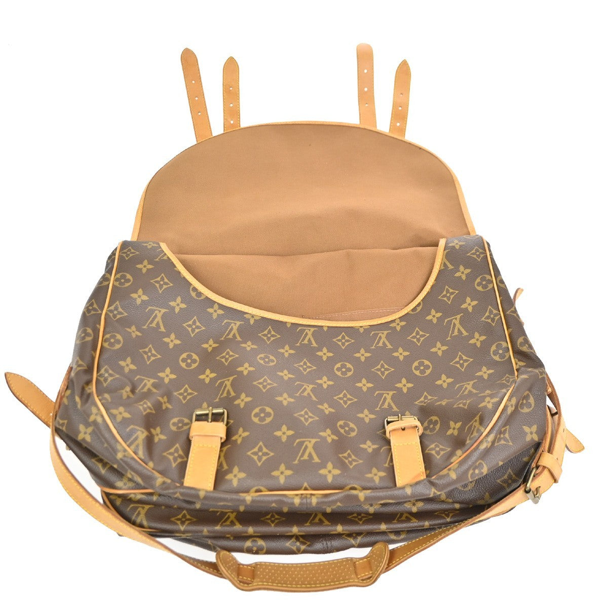LOUIS VUITTON Logo Saumur 43 Shoulder Bag Monogram Leather Brown M42252 12YH900