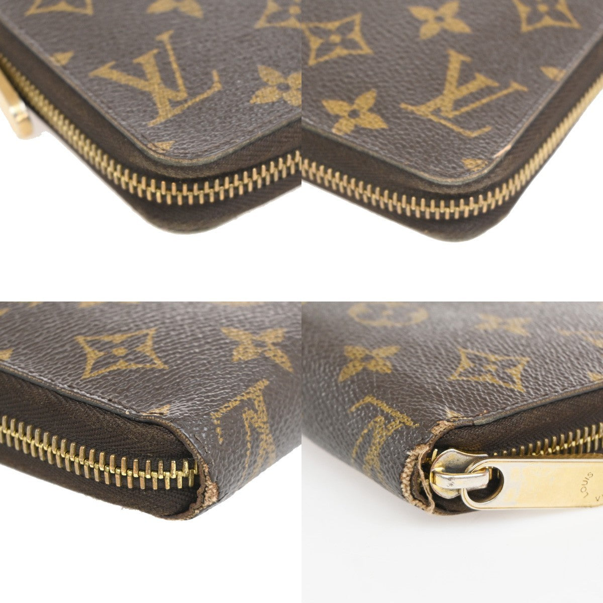 LOUIS VUITTON Logo Long Zippy Wallet Monogram leather Brown Spain M60017 04MA675