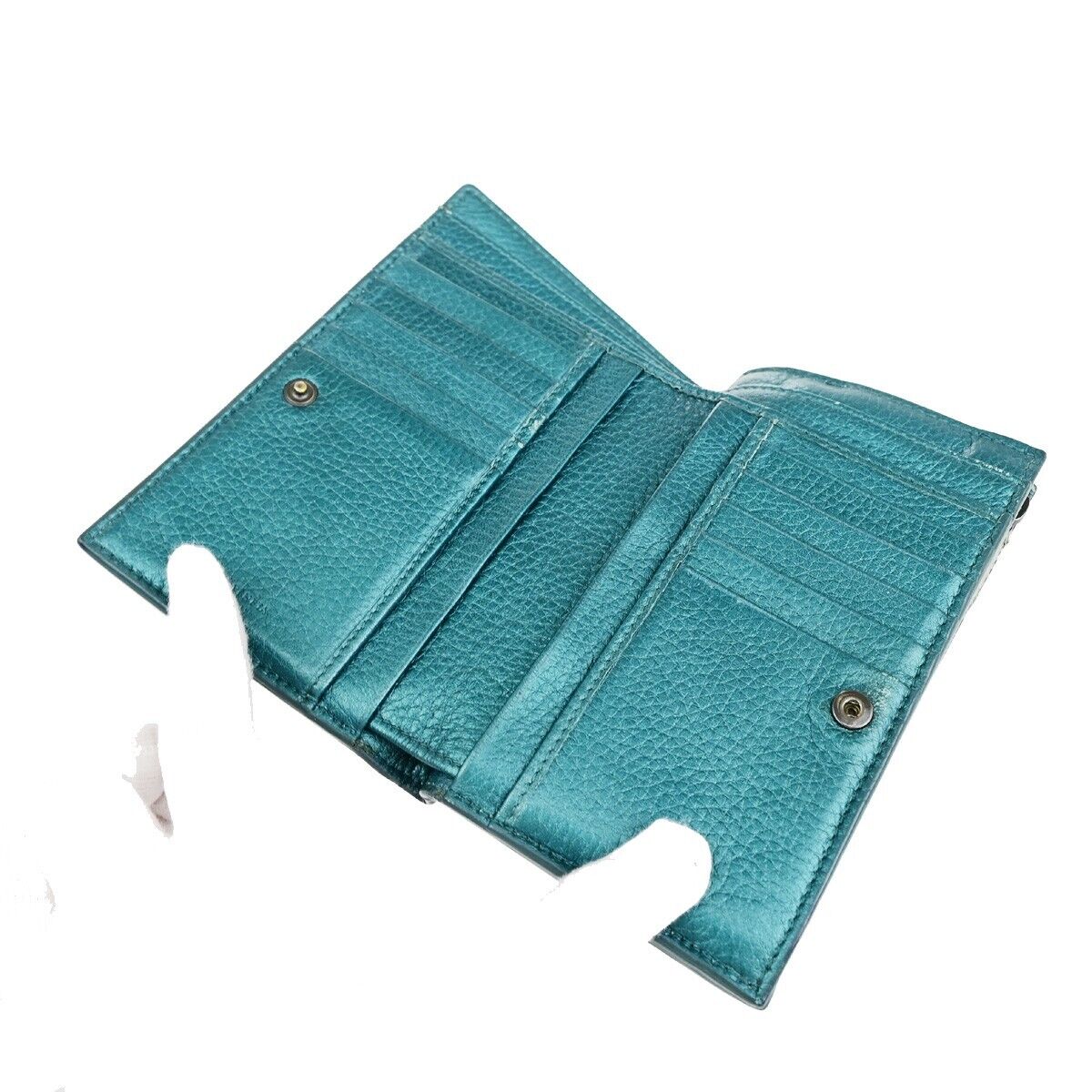 BOTTEGA VENETA Logo Intrecciato Bifold Wallet Exotic Leather Green Italy 68EC872