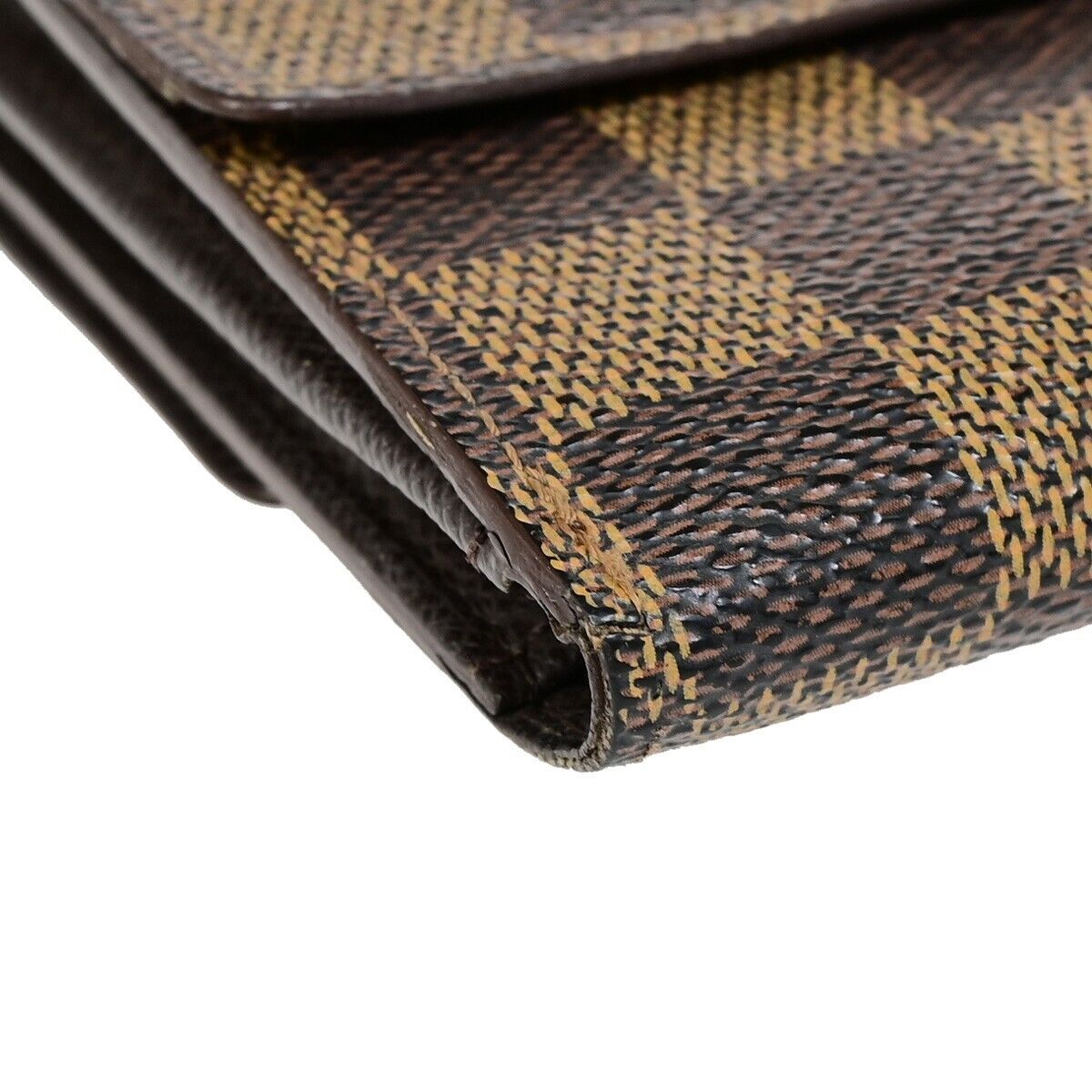 LOUIS VUITTON 3 Set Long Bifold Wallet Damier Ebene Azur Brown White 34YF077