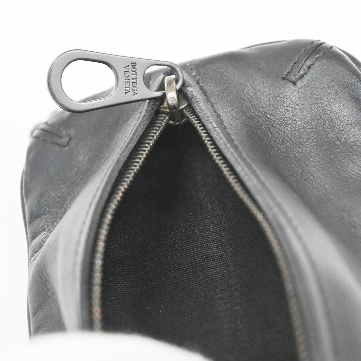 BOTTEGA VENETA Intrecciato Chain Coin Case Wallet Leather Black Italy 65KC161