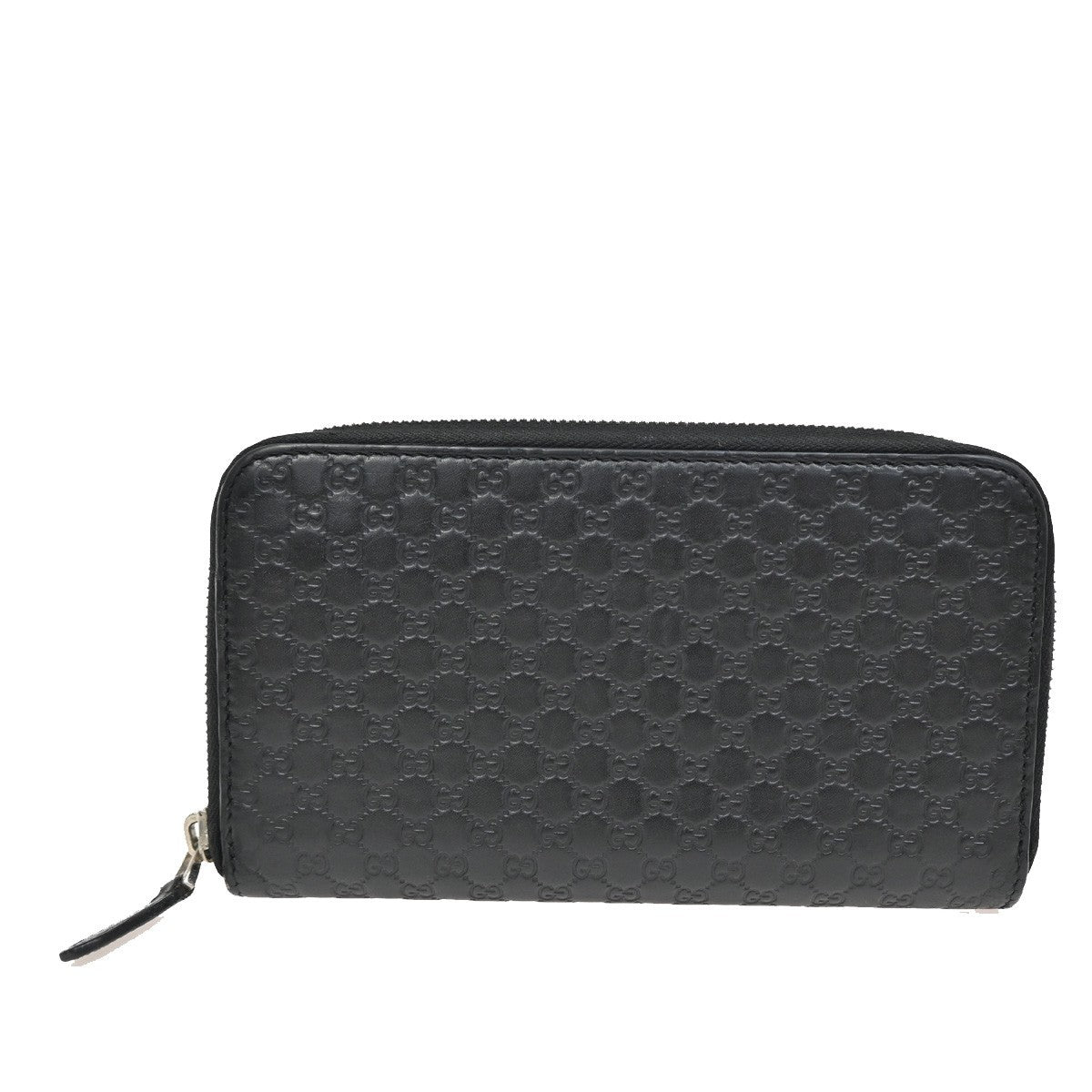 GUCCI Logo Guccissima GG Pattern Long Zipper Wallet Leather Black 60FC118