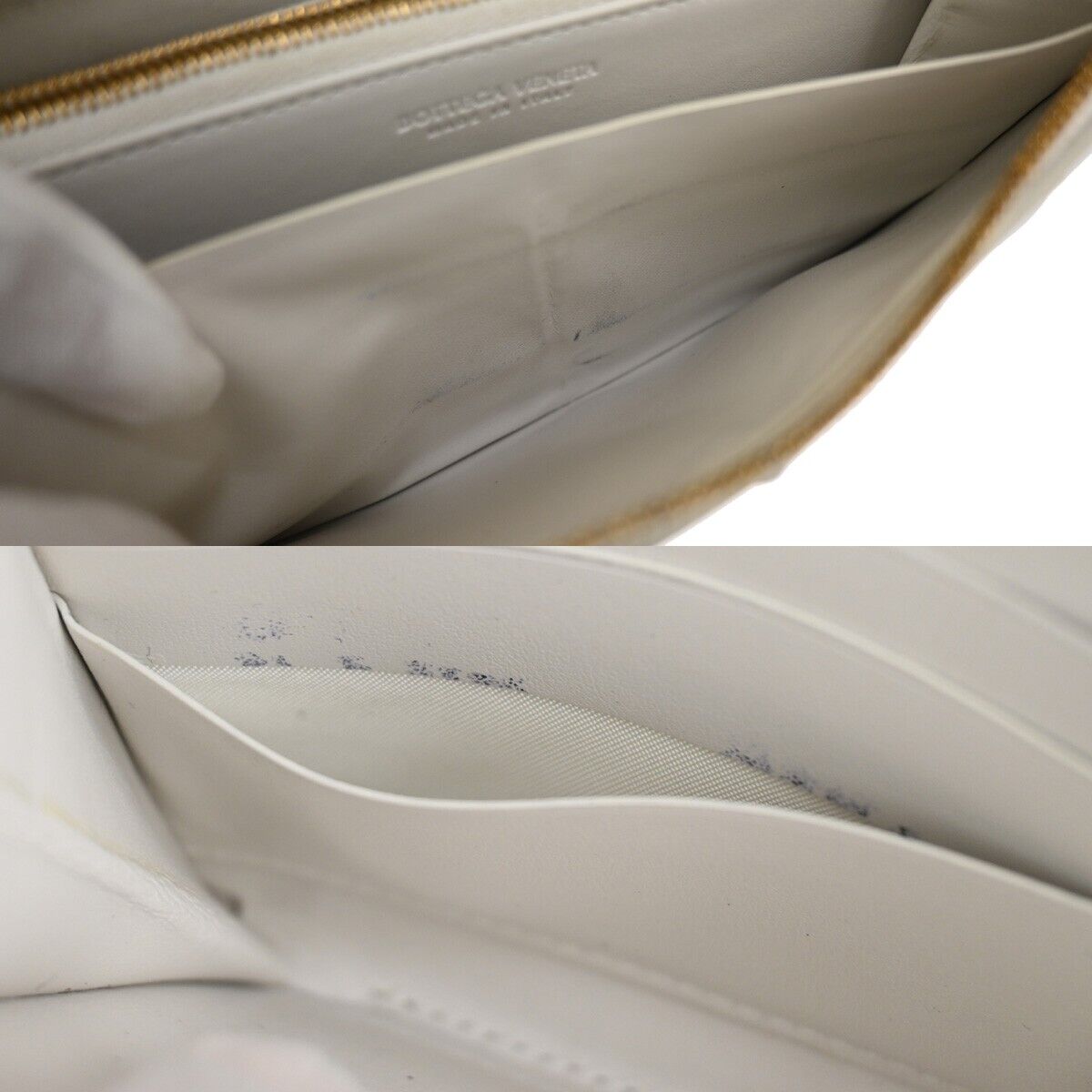 BOTTEGA VENETA Cassette Intrecciato long Wallet Purse Leather White 64SH377