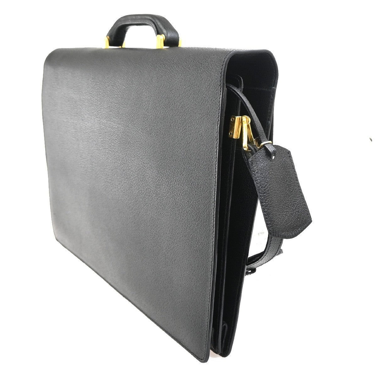 SALVATORE FERRAGAMO Logo 2way Brifecase Hand Bag Leather Black GHW Italy 63ZA157