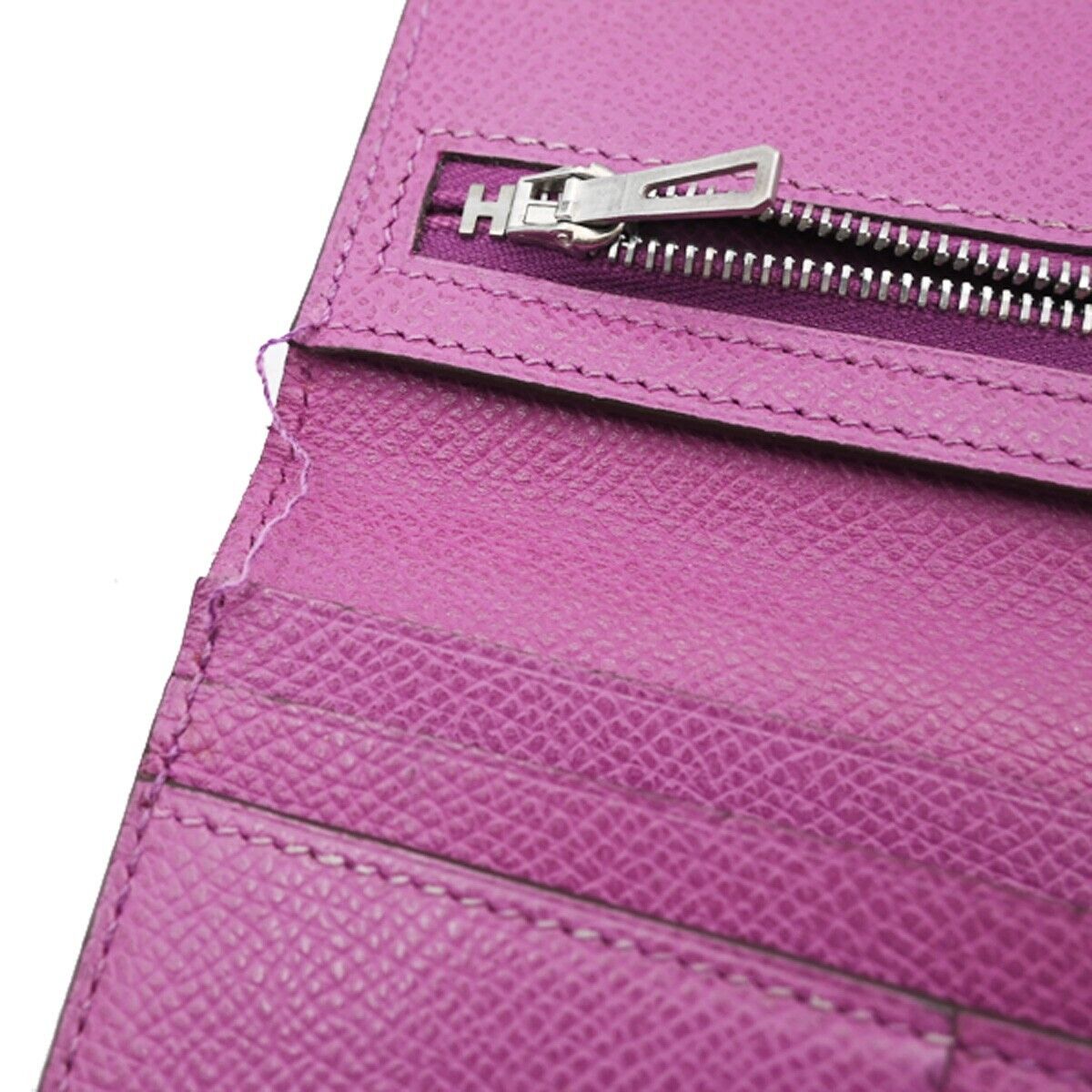 HERMES Logos Bearn Long Bifold Wallet Purse ▢I Veau Epsom Leather Purple 81RJ834