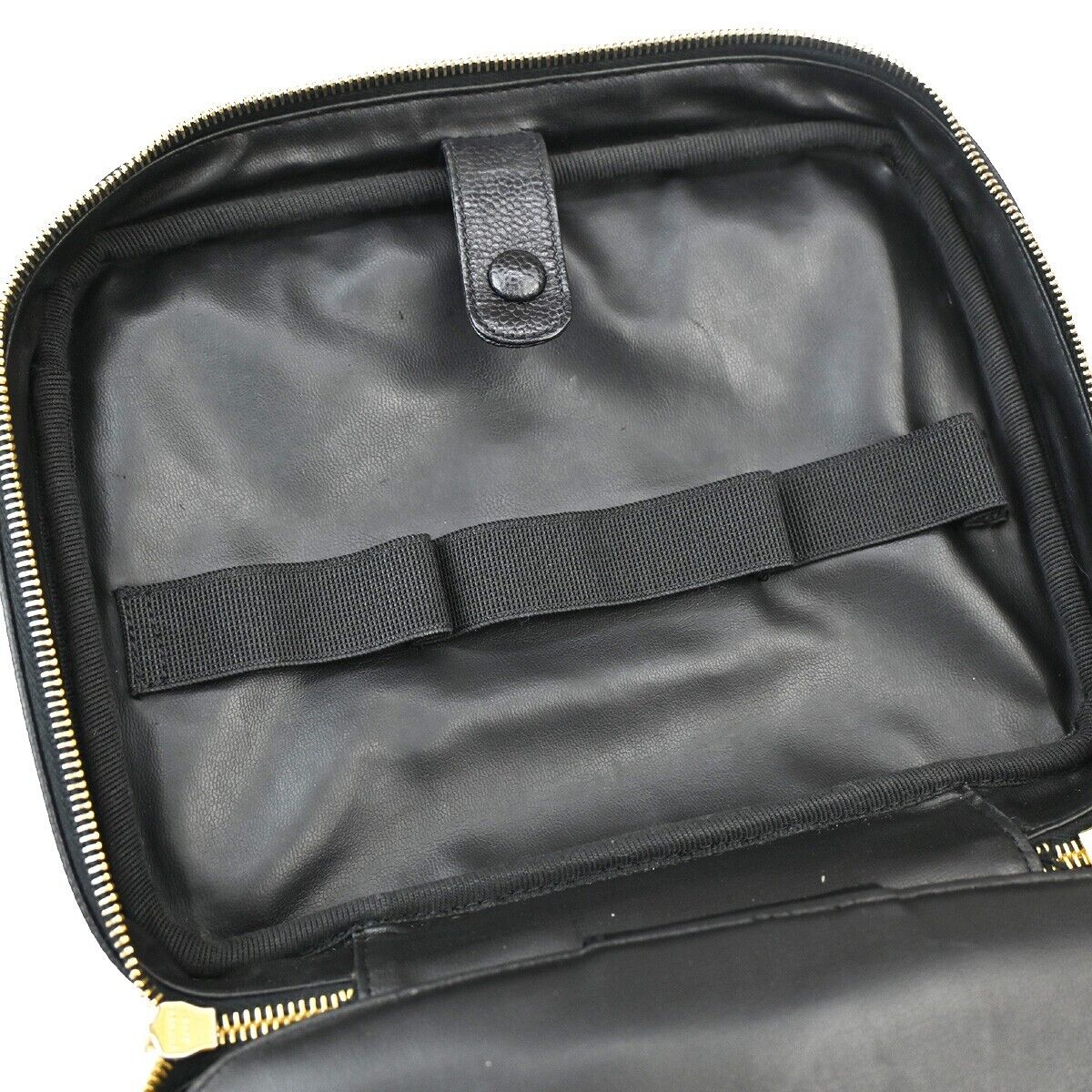CHANEL CC Logo Vanity Cosmetic 2Way Hand Bag Caviar Leather Black GHW 304RJ716