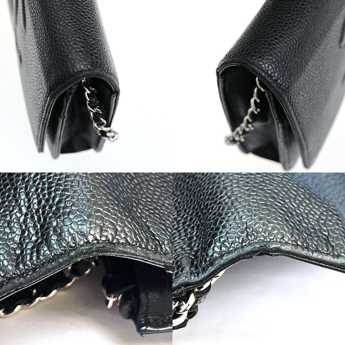CHANEL CC Logo GST Chain Shoulder Bag Wallet Caviar Skin Leather BK SHW 390RF144
