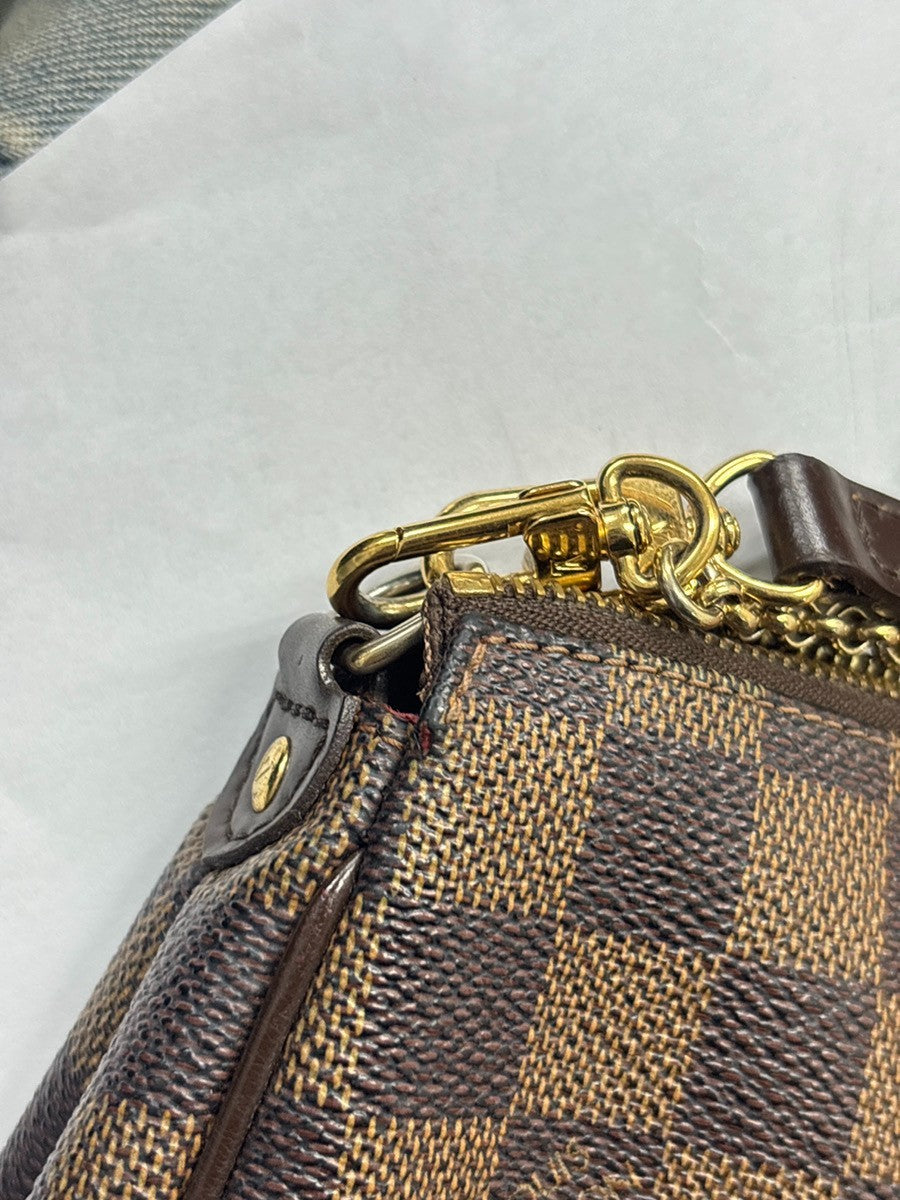 LOUIS VUITTON Eva Chain Shoulder Bag Damier Ebene Leather Brown N55213 601MA693