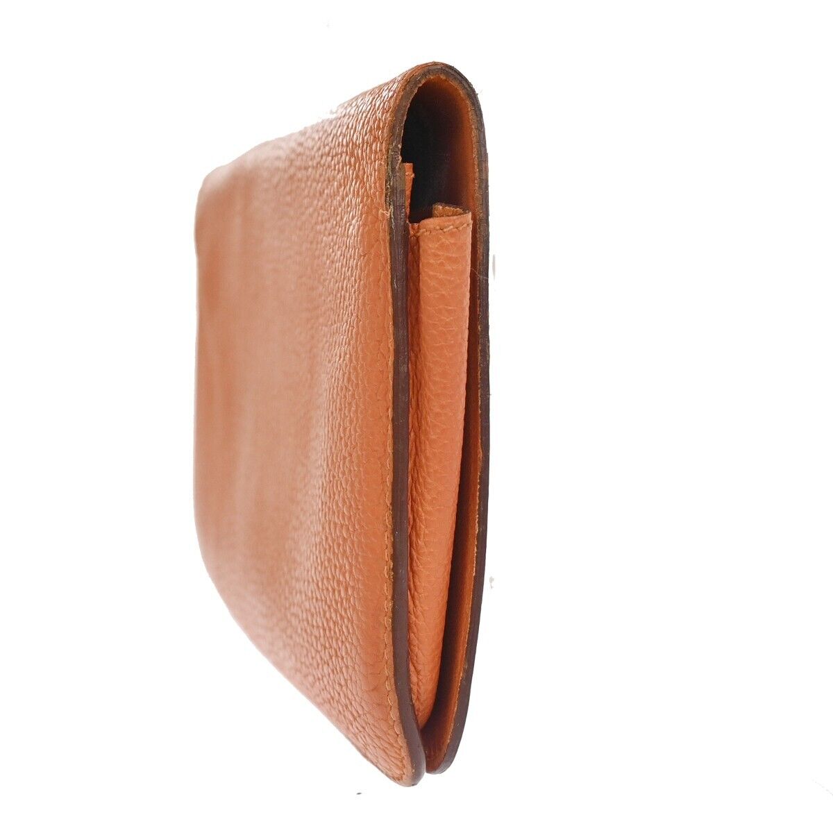 HERMES Logos Dogon GM Long Bifold Wallet Purse Veau Togo Leather orange 83RF064