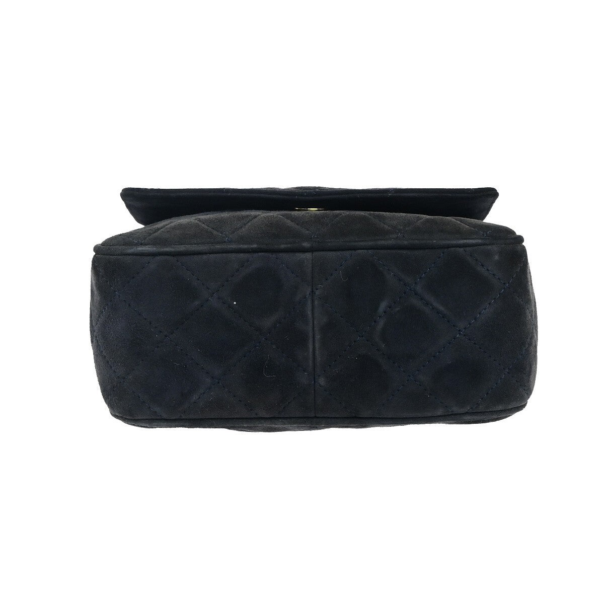 CHANEL CC Logo Mini Matelasse Shoulder Bag Suede Leather Navy Blue Gold 678RK542