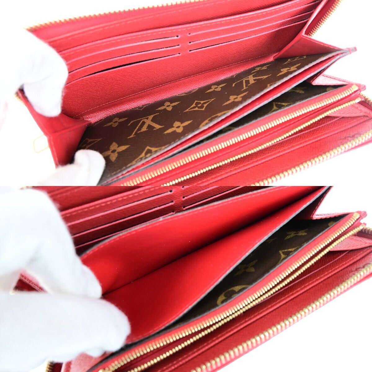 LOUIS VUITTON LV Long Zippy  Wallet Monogram Retiro Brown Red M61187 80ED264