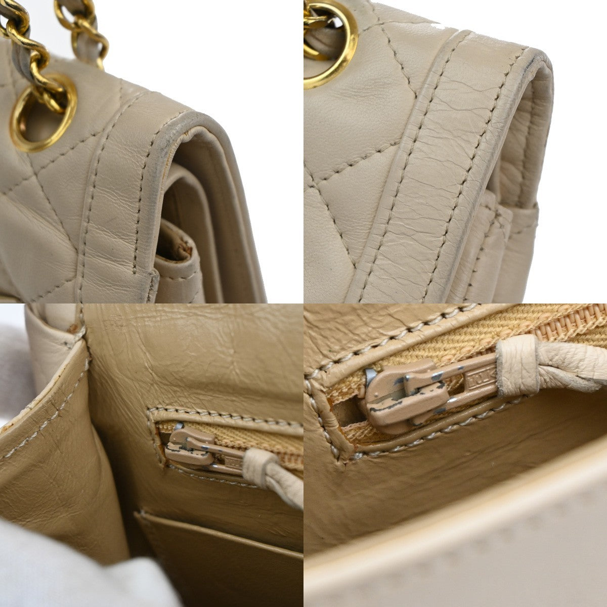 CHANEL CC Double Flap Paris Matelasse Chain Shoulder Bag Beige France 675RF822