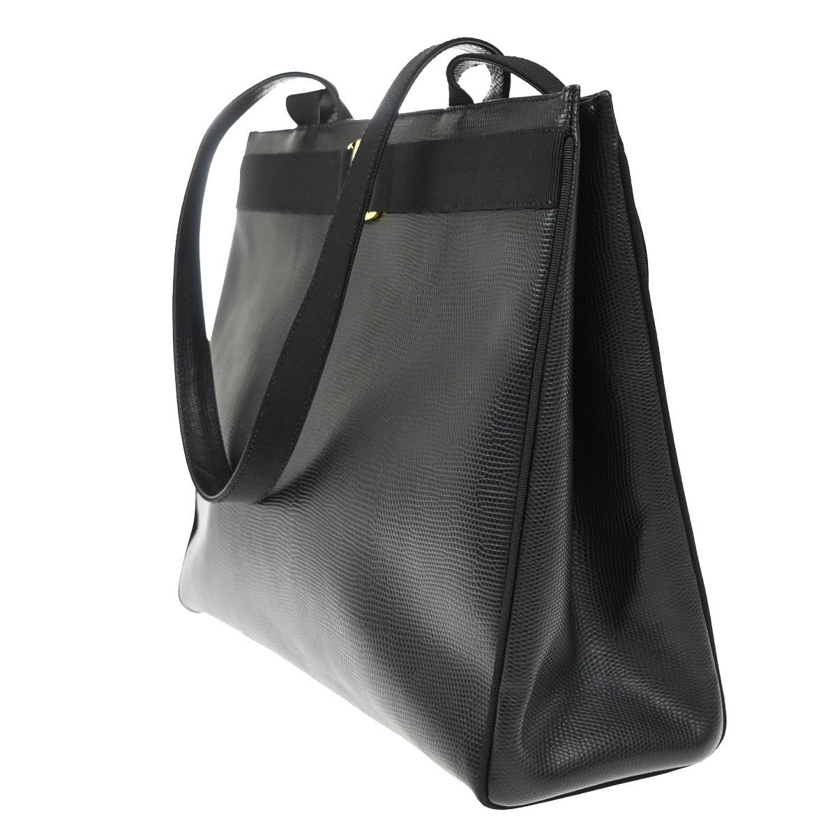 SALVATORE FERRAGAMO Vara Shoulder Bag Embossing Leather Black GHW Italy 67KA945