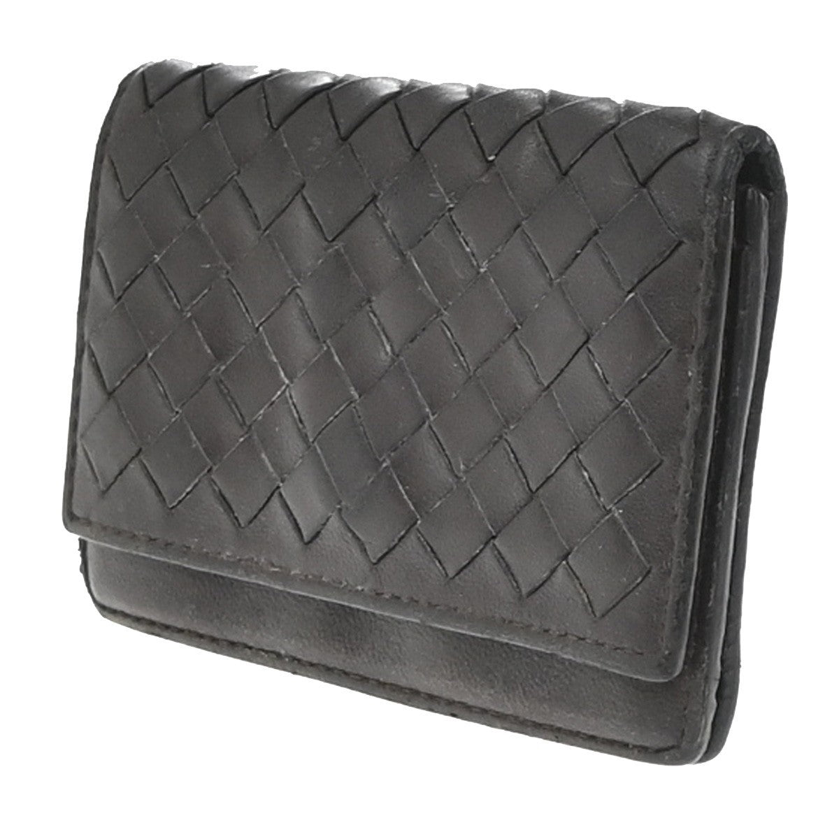 BOTTEGA VENETA INTRECCIATO Compact Coin Case Wallet Leather Brown Italy 07EG227