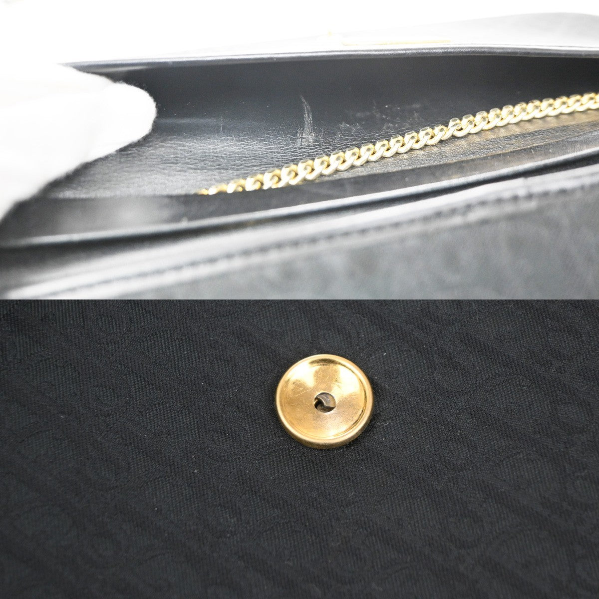 CHRISTIAN DIOR Trotter Pattern 2way Clutch Hand Bag Canvas Leather Black 38KC787