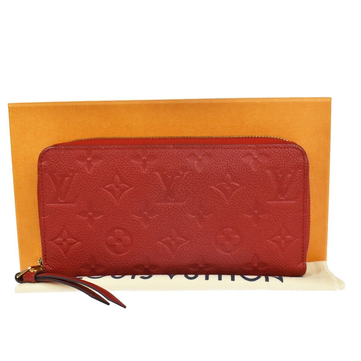 LOUIS VUITTON Zippy Wallet Monogram Empreinte Leather Scarlet M63691 87GA838