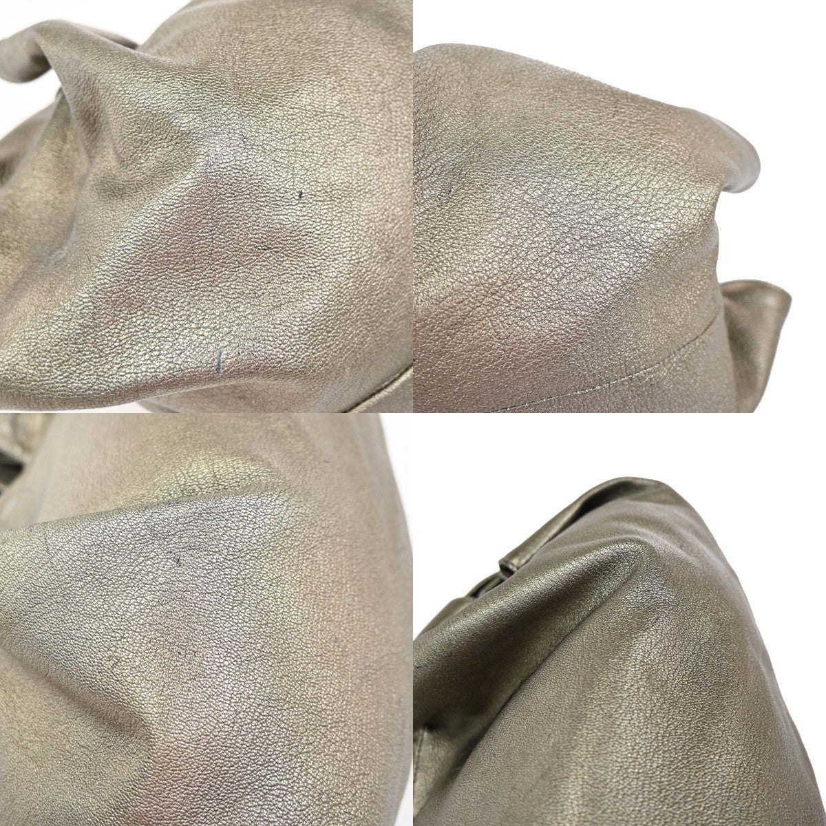 LOEWE Logo Nappa Aire Tote Hand Bag Leather Metallic Gray SHW Spain 80YH999