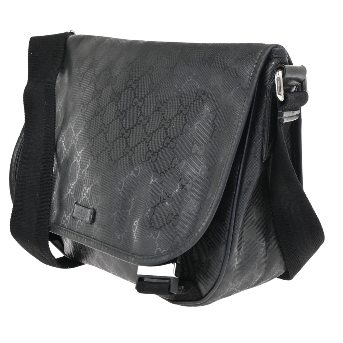 GUCCI Logo GG Pattern Imprime Shoulder Bag PVC Leather Black SHW Italy 34KC635