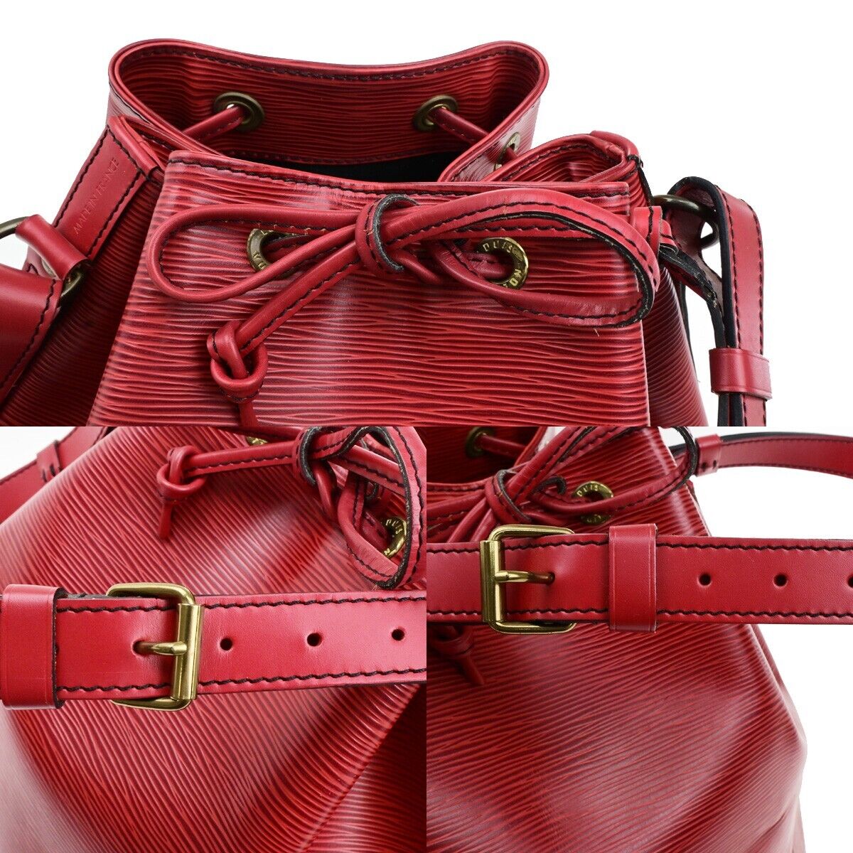 LOUIS VUITTON Petit Noe Drawstring Shoulder Bag Epi Leather Red M44107 87ED460