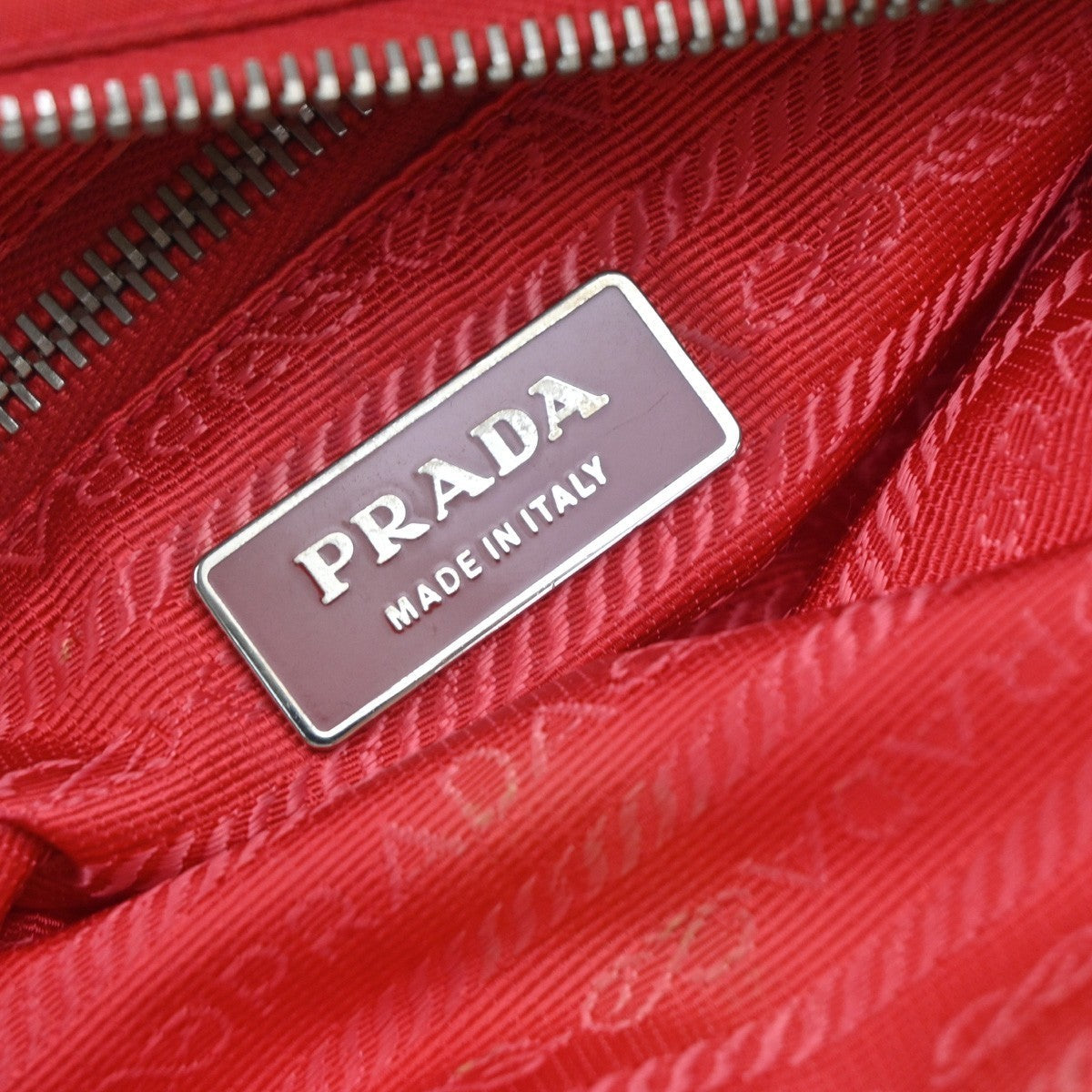 PRADA MILANO Logo Tessuto Hobo Shoulder Hand Bag Nylon Leather Red 70EG354