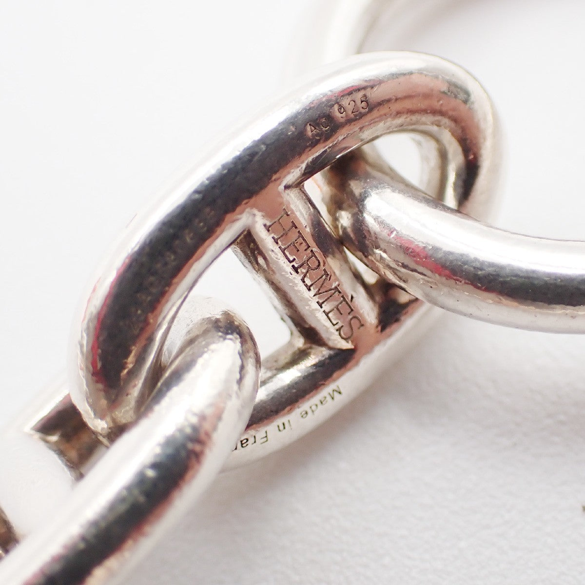 HERMES Logo Chaine D'ancre MM Chain Bracelet 16 Links Silver Ag925 385LC625