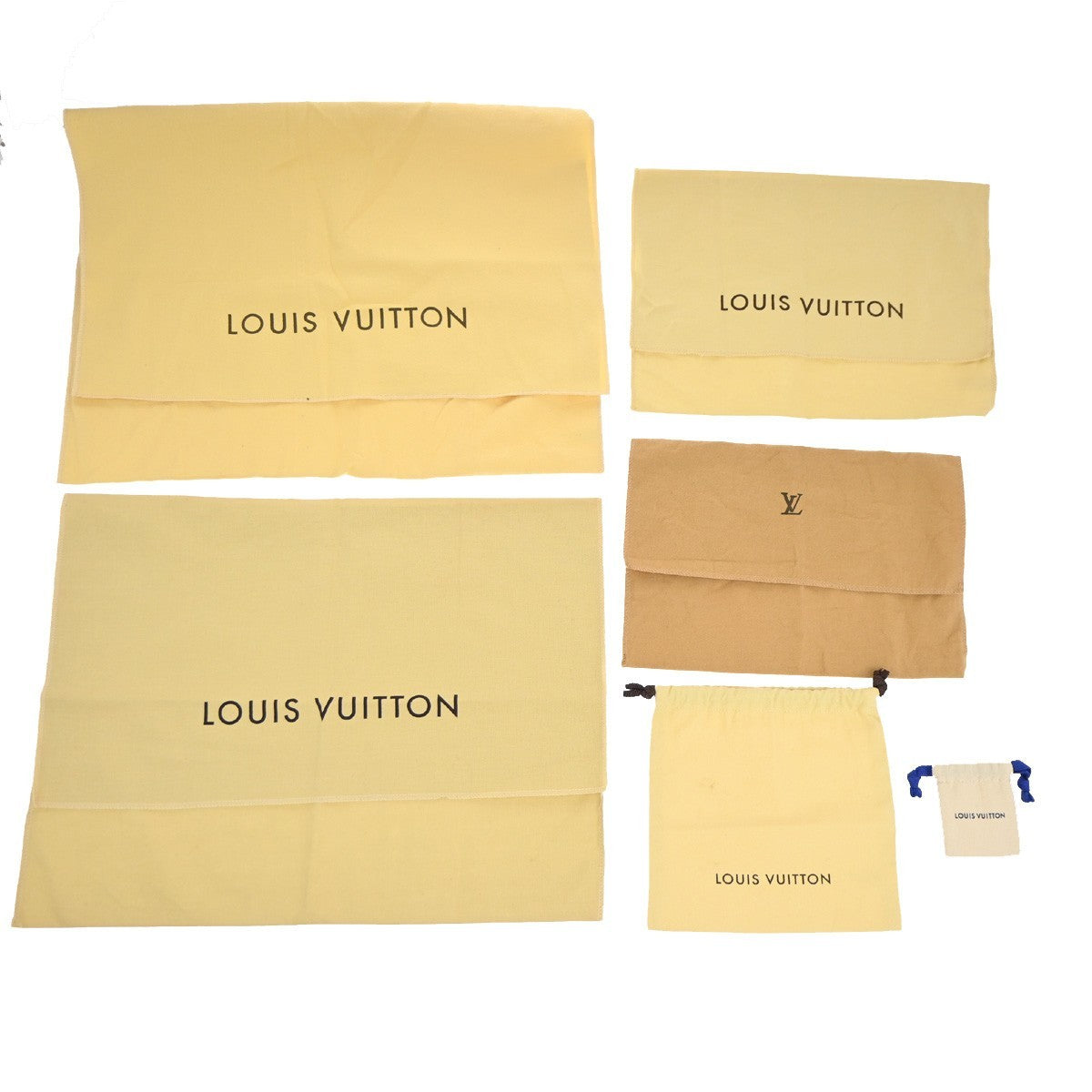 LOUIS VUITTON Logo 20 Set Drawstring Dust Bag Canvas Cotton Beige Brown 63EG384