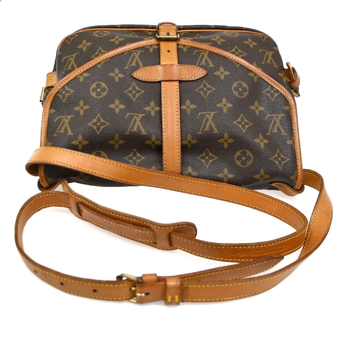 LOUIS VUITTON Logo Saumur 30 Shoulder Bag Monogram Leather Brown M42256 17CA491