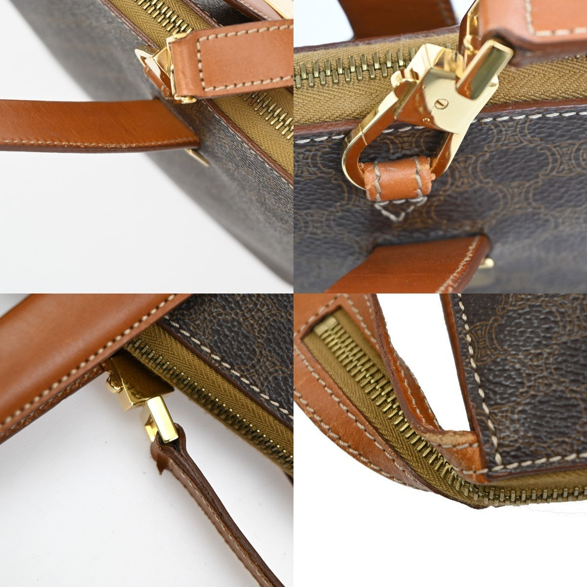 CELINE Logo Macadam Pattern 2Way Hand Bag PVC Leather Brown GHW Italy 64KC026
