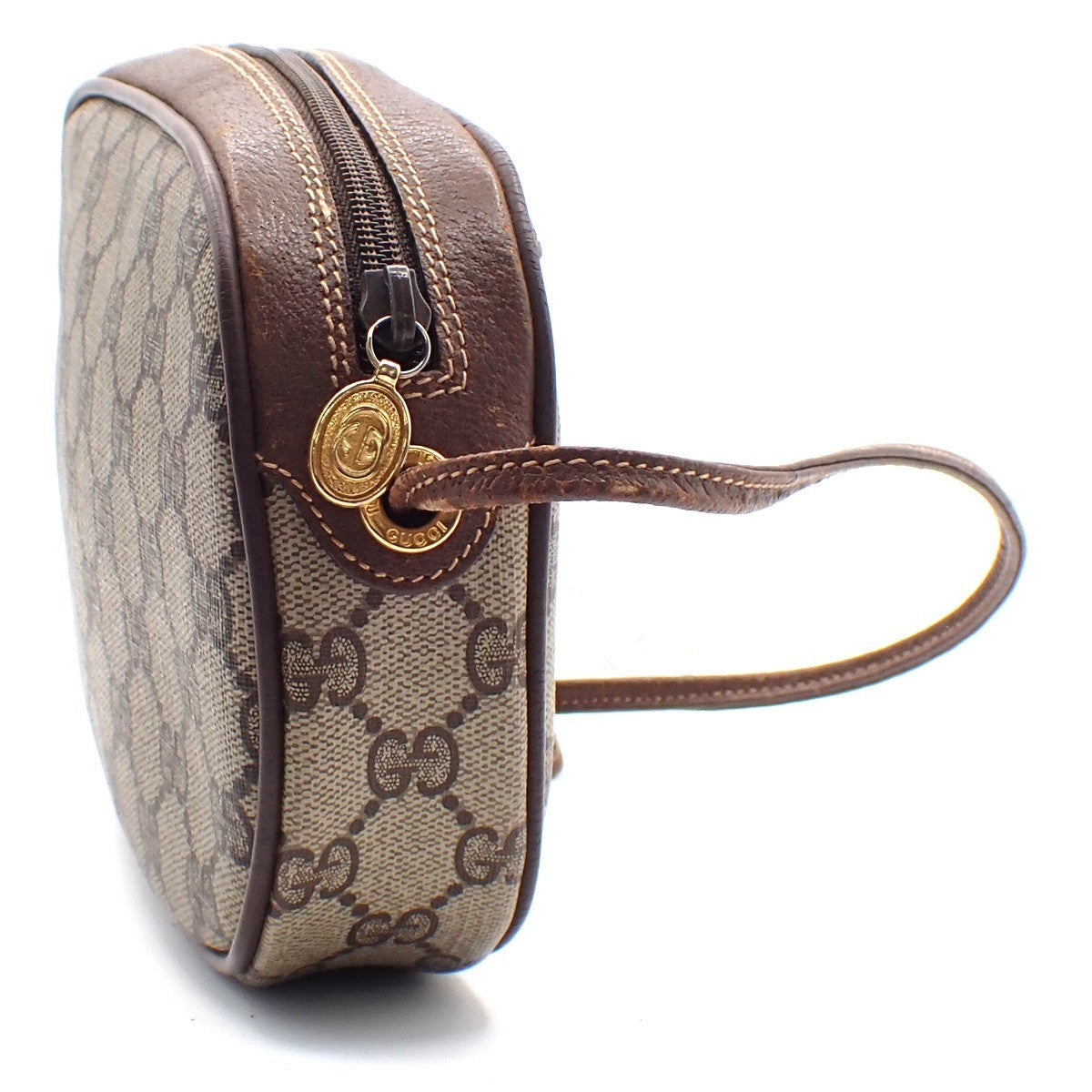 GUCCI GG Pattern Sherry Line Mini Shoulder Bag PVC Leather Beige Brown 32KC369