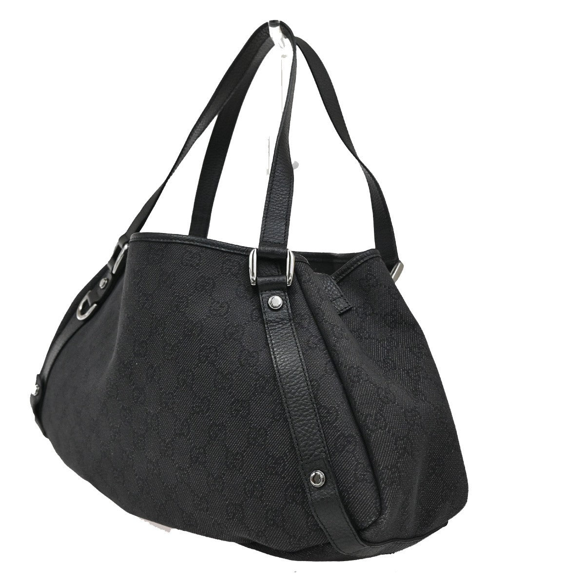 GUCCI GG Pattern Abbey Shoulder Bag Leather canvas Black SHW Italy 76KB625