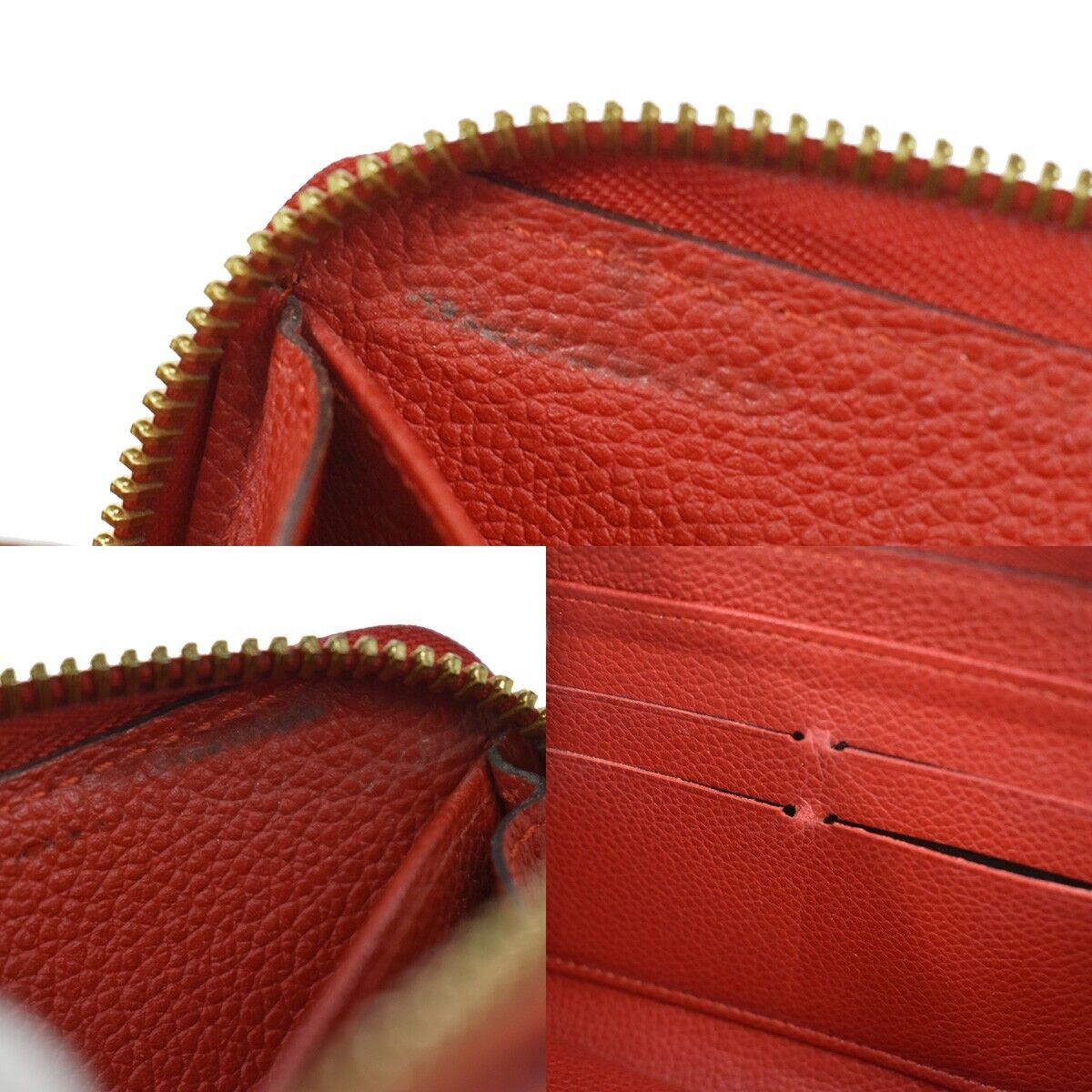 LOUIS VUITTON Zippy Wallet Monogram Empreinte Leather Scarlet M63691 87GA838