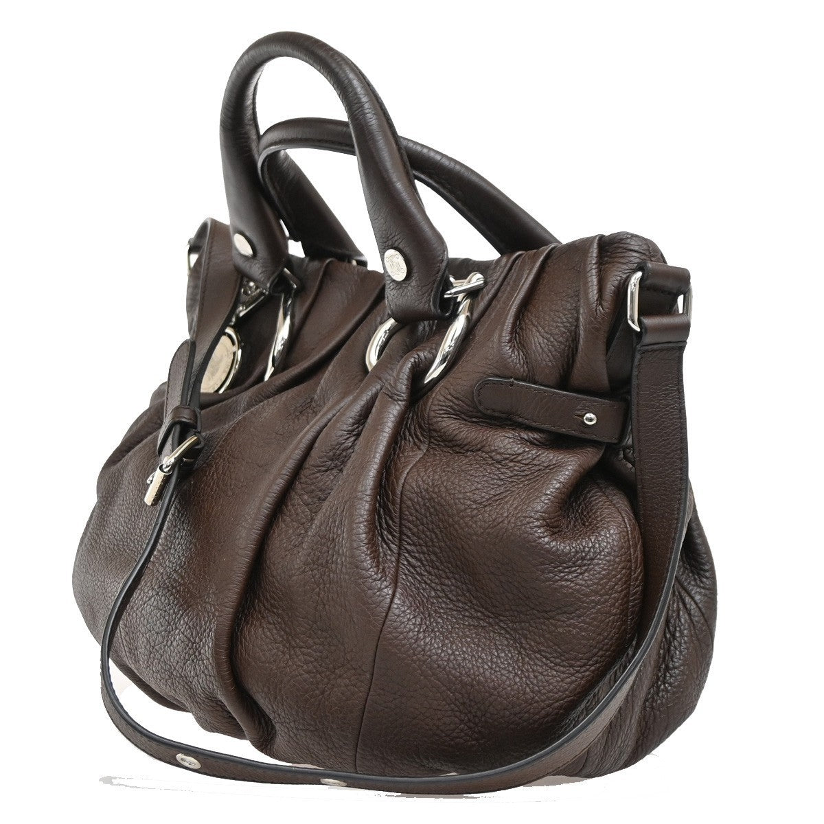 CELINE Logo Macadam 2Way Shoulder Hand Tote Bag Leather Brown SHW 76RL500