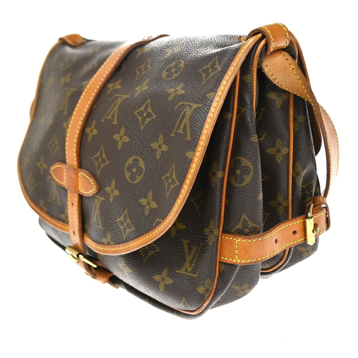 LOUIS VUITTON Logo Saumur 30 Shoulder Bag Monogram Leather Brown M42256 70CA886